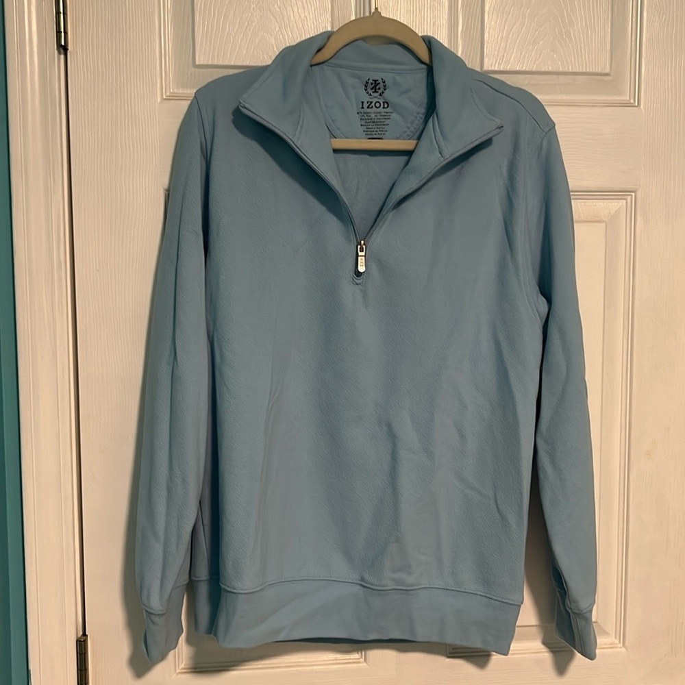 IZOD light blue half zip pullover sweater